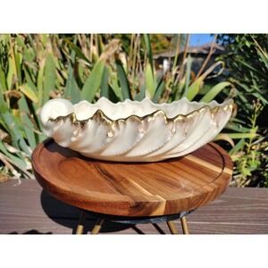 24k Gold hand painted Lenox Acanthus Leaf Shell Bowl